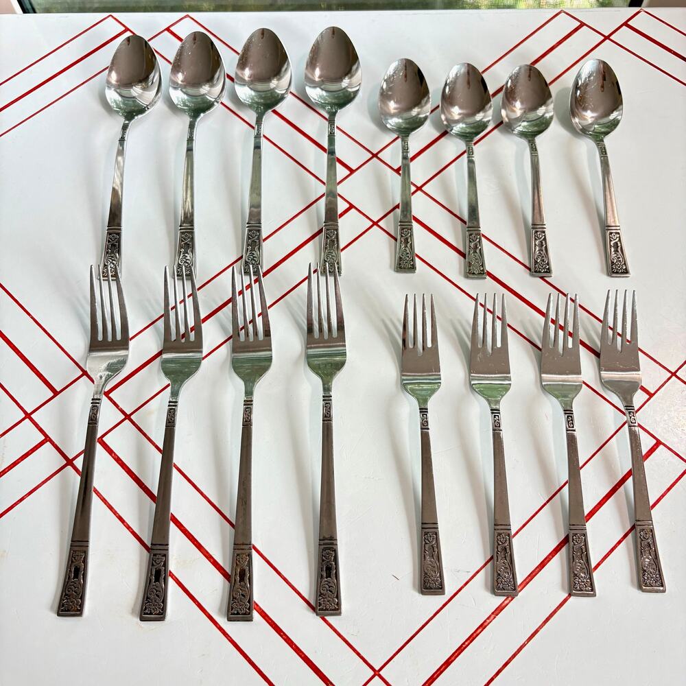 Vintage EKCO Eterna Santa Clara Flatware 16 Pc Set Forks Spoons Japan